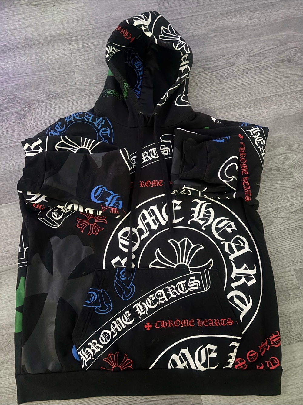 Chrome Hearts Black Multicolor Graphic Hoodie